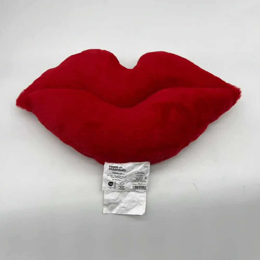 Room Essentials Lip Throw Pillow Decorative Soft Cute Cushion Red